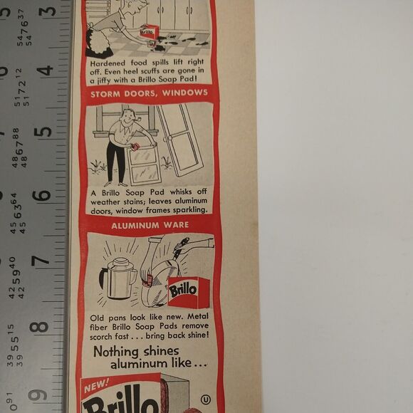 1958 Brillo Soap Pads Red House Cleaning Cartoon Original Retro Vtg Print Ad - Picture 5 of 7